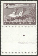 ARGENTINA: GJ.1050CJ, 3P. Nihuil Dam, WITH LABEL BELOW, Mint No Gum, VF Quality, Very Rare! - Autres & Non Classés