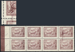 ARGENTINA: GJ.1124b, 1959 20c. Llama, Block Of 8 With Perforation Variety (salto De Peine, Between The Top And Bottom Ro - Autres & Non Classés