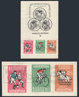 ARGENTINA: GJ.1259b, 1963 Sport (show Jumping) With JACKET OMITTED Variety (no Carmine Color), Also The Other 2 Values O - Other & Unclassified