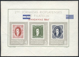ARGENTINA: GJ.HB 20, 1966 Philatelic Meeting, With VARIETY: Very Shifted Flags, MNH, Excellent! - Blocks & Sheetlets