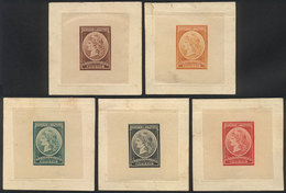 ARGENTINA: 1901, Liberty Head, Second State (groundwork Of Crossed Lines), Die Proofs Printed On Thin Paper, Glued To Ca - Oficiales