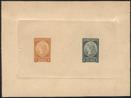 ARGENTINA: GJ.35 + 37, Multiple DIE PROOF (1c. + 5c.) In Orange And Dark Blue, Printed On Opaque Card, Excellent Quality - Dienstmarken