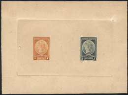 ARGENTINA: GJ.35 + 37, Multiple DIE PROOF (1c. + 5c.) In Orange And Dark Blue, Printed On Opaque Card, Excellent Quality - Service