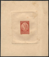 ARGENTINA: GJ.40, DIE PROOF Of The 50c. Value In Red, Printed On Card With Opaque Front, VF Quality, Very Rare! - Oficiales
