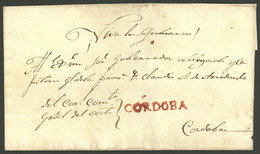 ARGENTINA: Folded Cover Used In 1850s (genuine), With A FORGED Straightline Pre-stamp Mark CORDOBA, Produced By Abarca I - Autres & Non Classés