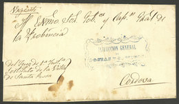 ARGENTINA: Folded Cover Used In 1860s (genuine), With A FORGED Pre-stamp Mark INSPECCIÓN GENERAL DE POSTAS Y CAMINOS In  - Autres & Non Classés