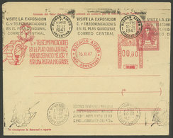 ARGENTINA: 5c. San Martin Stationery Envelope With PROOF Of Meter Franking C. Y TELECOMUNICACIONES EN EL PLAN QUINQUENAL - Other & Unclassified