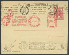 ARGENTINA: 5c. San Martin Stationery Envelope With PROOF Of Meter Franking C. Y TELECOMUNICACIONES EN EL PLAN QUINQUENAL - Autres & Non Classés