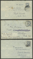 ARGENTINA: 3 Airmail Letters Sent From La Plata To Puerto Gallegos, Puerto Deseado And San Antonio Oeste In MAR/1948, Al - Autres & Non Classés