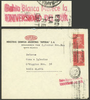 ARGENTINA: Topic UNIVERSITY: Cover Used In Bahia Blanca On 1/NO/1955 Franked With 40c., With Machine Cancel Along A Rose - Autres & Non Classés