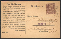 AUSTRIA: Private Postal Card Advertising The Marienbader Tabletten, With Imprinted 3H. Chestnut Stamp (printed Matter Ra - Autres & Non Classés