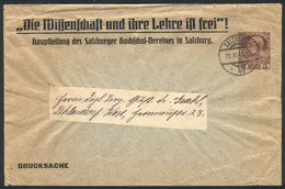 AUSTRIA: Cover For Printed Matter, With Printed Salzburger Hochschul-Vereines And Imprinted 1908 3H. Chestnut Stamp, Can - Andere & Zonder Classificatie