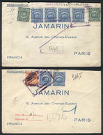 BOLIVIA: 2 Registered Covers Sent To France In 1926 And 1927, With Interesting Frankings, VF Quality! - Bolivië