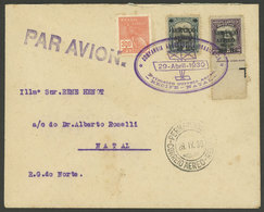 BRAZIL: 29/AP/1930 CAB First Flight Recife - Natal, With Special Violet Oval Mark, VF Quality! - Andere & Zonder Classificatie