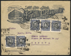 CHILE: Very Attractive Advertising Cover Of A Store In Santiago, Franked With 50c. And Sent To Italy On 17/OC/1925, Post - Chile