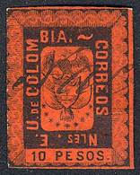 COLOMBIA: Sc.52, 1866 10P. Pen Cancelled, Fine Quality, Rare, Catalog Value US$200. - Kolumbien