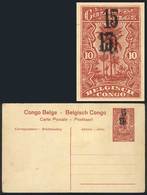 BELGIAN CONGO: 10c. Illustrated Postal Card (PS) With TRIPLE SURCHARGE 15 And 15 Over A 30, With View Of A Farm Breeding - Other & Unclassified