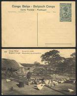 BELGIAN CONGO: 15c. Postal Card (PS) Illustrated On Reverse With View Of A Farm (poultry), VF Quality! - Other & Unclassified