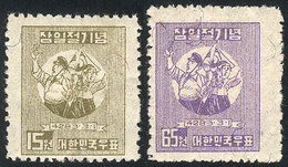 SOUTH KOREA: Sc.116/117, 1950 Independence (flags), Cmpl. Set Of 2 MNH Values, VF Quality! - Korea, South