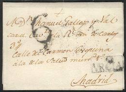 SPAIN: Entire Letter Sent From Hellin To Mr. Manuel Gallego Y Valcarcel In Madrid On 10/MAR/1793, With Framed E MURCIA M - Andere & Zonder Classificatie
