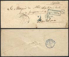 SPAIN: Cover Sent From PARIS To Sr. Marqués De Alós, Diputado A La Corte, Barcelona, With Several Postal Marks: Paris Da - Andere & Zonder Classificatie