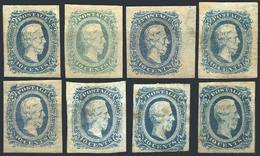 UNITED STATES: Sc.11 (x6, Different Colors) + 12 (x2), 5 With Original Gum, The Rest Without Gum. Most Of Fine To VF Qua - 1861-65 Etats Confédérés