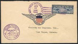 UNITED STATES: 17/AP/1926 Salt Lake City-Los Angeles First Flight Cover, Sent With Final Destination To Nevada (arrival  - Marcofilie