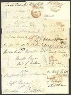 GREAT BRITAIN: 10 Fronts Of Folded Covers Used Between 1826 And 1836, Interesting Postal Marks! - Otros & Sin Clasificación