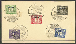 GREAT BRITAIN - M.E.F.: Sc.J1/J5, The Complete Set On A Card With Postmarks Of Rhodes 31/MAR/1947, The Last Day Of The B - Other & Unclassified