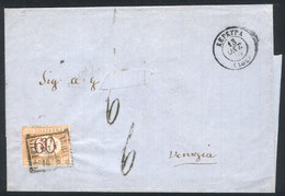 GREECE: 13/OC/1870 KEPKYPA - Venezia: Stampless Folded Cover, Double Circle Datestamp Of Origin, 6 Postage Due Handstamp - Andere & Zonder Classificatie