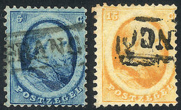 NETHERLANDS: Sc.4 + 6, 1864 5c. Blue + 15c. Orange, Used, VF Quality, Catalog Value US$116 - Otros & Sin Clasificación