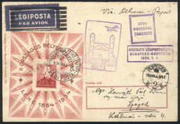 HUNGARY: 9/MAY/1934 Postcard Franked With Souvenir Sheet Sc.486 (Franz Liszt), Sent On The Budapest-Debrecen Special Fli - Autres & Non Classés