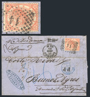 ITALY: 12/AU/1869 LIVORNO - Argentina: Folded Cover Franked By Sc.33 (Vittorio Emanuele 2L. Orange) ALONE, With Numeral  - Unclassified