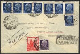 ITALY: Cover Franked By Sc.231 (Sa.261, 50L. Violet) + Other Values, Total Postage 60.75L., Sent From Milano To Buenos A - Unclassified