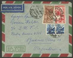 ITALY: 27/DE/1950 Agordo - Argentina, Airmail Cover With Mixed Postage Democratica + Lavoro (total 190L.), And Arrival B - Unclassified