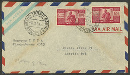 ITALY: 8/MAR/1951 Abano Terme Bagni - Argentina, Airmail Cover Franked With 2x 100L. Democratica (total 200L.), With Arr - Sin Clasificación