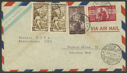 ITALY: 19/MAR/1951 Genova - Argentina, Airmail Cover With Mixed Postage Democratica + Lavoro (total 230L.), And Arrival  - Unclassified