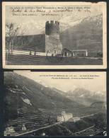 ITALY: 2 Old Postcards Sent To Argentina: Piccolo St. Bernardo, And Torre Bramafame E Becca Di Nona E Monte Milino (Aost - Autres & Non Classés