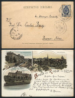 LATVIA: Beautiful Lithograph PC With Views Of Riga, Sent To Argentina On 25/JUL/1896, Excellent Quality, Rare Destinatio - Letonia