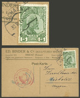 LIECHTENSTEIN: 30/JUN/1916 Schaan - Hungary, Card Franked With 5h. (Sc.1), Very Nice! - Other & Unclassified