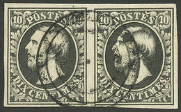 LUXEMBOURG: Sc.1, 1852 10c. Black, Beautiful Used Pair, Very Fine Quality, With Lars Böttger Certificate - Other & Unclassified