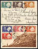 MARTINIQUE: PC Franked With 7 Different Stamps, Sent To Argentina On 26/NO/1946, Extremely Rare Destination, VF Quality! - Sonstige & Ohne Zuordnung