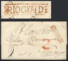 MEXICO: Entire Letter Sent To Durango On 9/OC/1849, With Framed Straightline Mark Of RIO GRANDE And 2 Rating, Both In Re - México