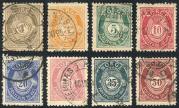 NORWAY: Sc.47a/57a, 1893/8 Complete Set Of 8 Values Perf 13½ X 12½, Used, VF, Catalog Value US$177+ - Andere & Zonder Classificatie