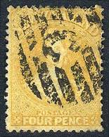 NEW ZEALAND: Sc.35a, 4p. With Star Watermark, Orangish Yellow, Used, VF Quality, Rare. ATTENTION: The Cancel Is Probably - Otros & Sin Clasificación