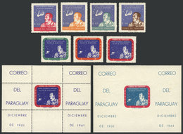 PARAGUAY: Sc.610/616 + 616a + 616a Imperforate, 1961 Astronaut Alan Shepard, Cmpl. Set Of 7 Values + Souvenir Sheet + Im - Paraguay