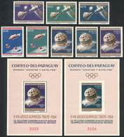 PARAGUAY: Sc.806/813 + 813a (perforated S.sheet + IMPERFORATE S.sheet In Different Colors), 1964 Space Exploration, MNH, - Paraguay