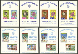 PARAGUAY: Complete Set Of 8 S.sheets Of 1969 (perforated And Imperforate), Topic Flowers And Space Exploration, VF Quali - Paraguay