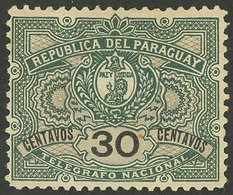 PARAGUAY: Yvert 3, 1892/1901 30c. Mint With Original Gum, Excellent Quality, Rare. With Small Guarantee Mark Of Roumet O - Paraguay