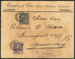 PARAGUAY: Front Of Registered Cover Sent From Asunción To Argentina In JUL/1895 Franked With 50c. (Sc.37 + 42, Rare Comb - Paraguay